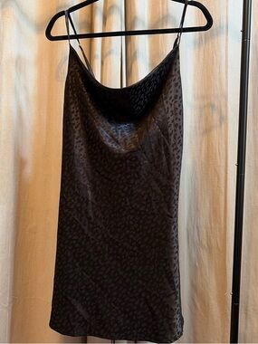 Forever 21 Black Satin Leopard Print Slip Dress